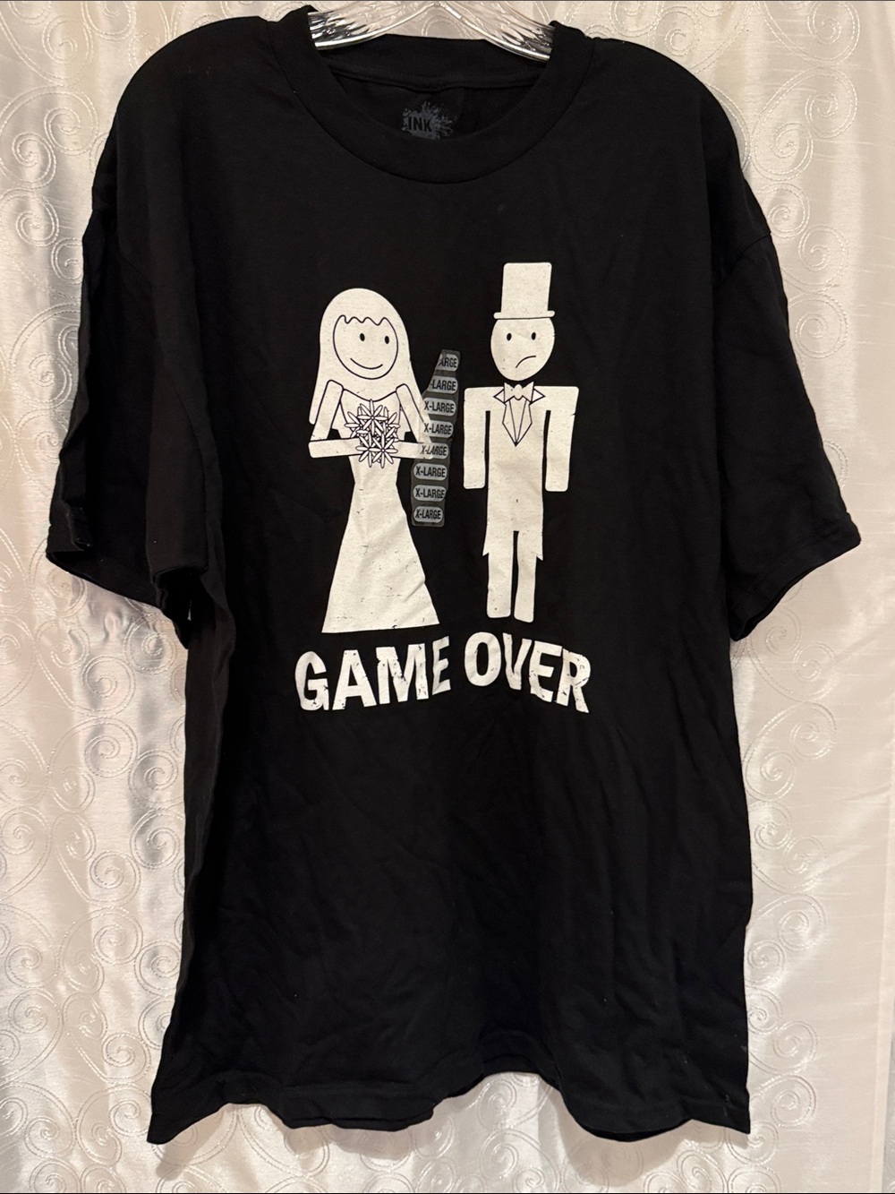 NWT Ink Inc. Black 'Game Over' Wedding Graphic Tee Men’s Size XL 🔥 G8